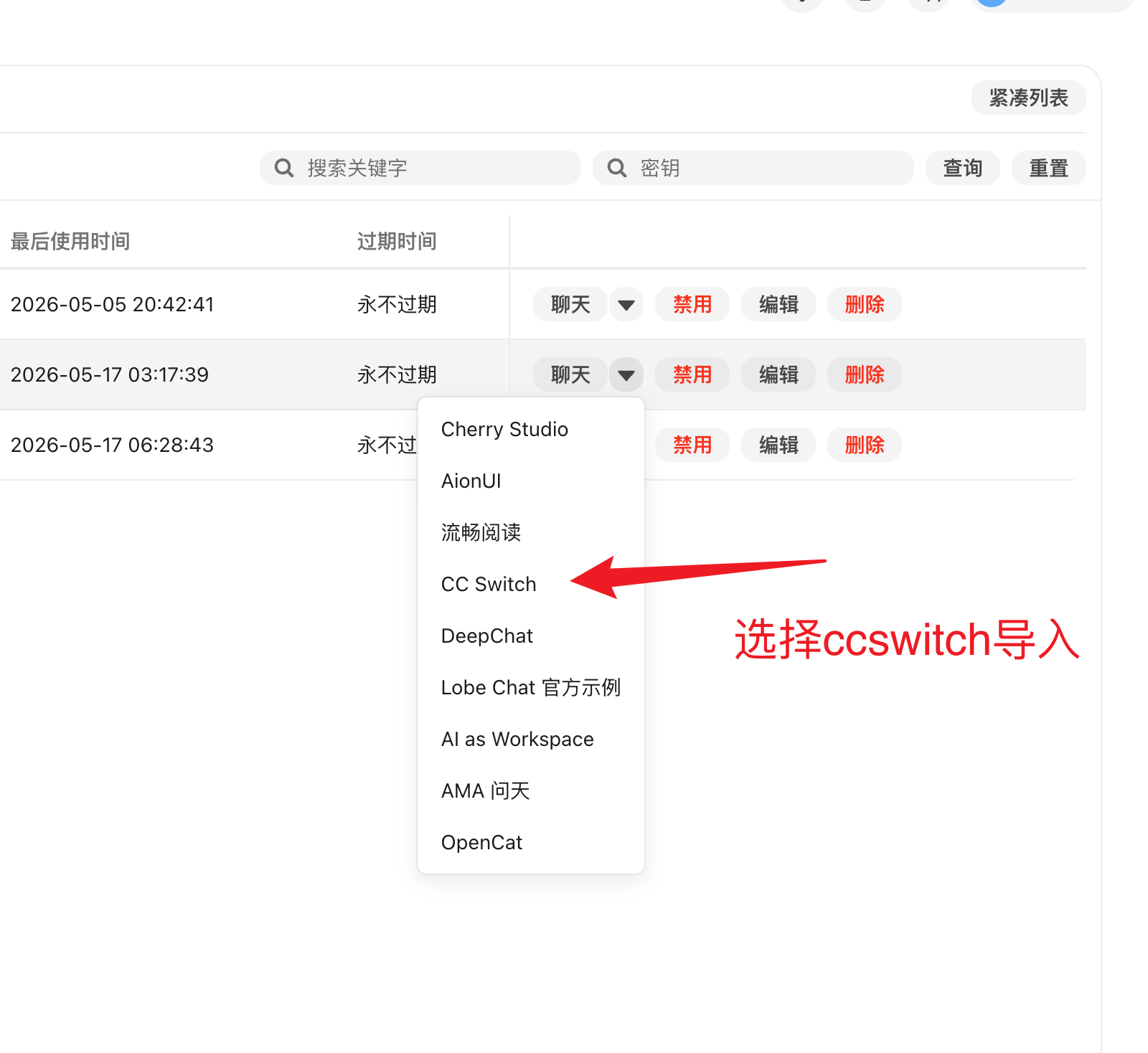选择填入 CC Switch